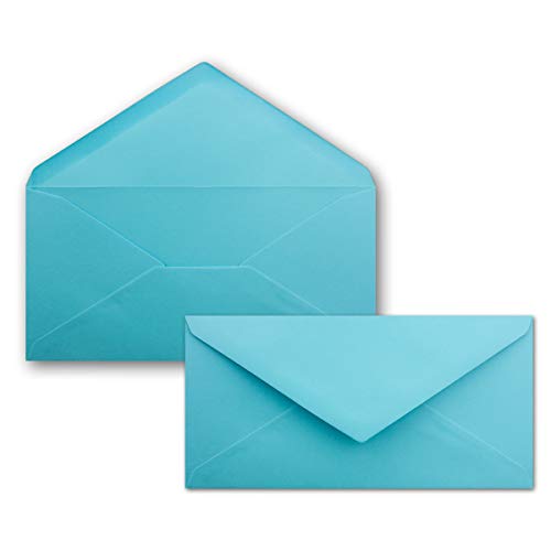 50 Brief-Umschläge Türkis DIN Lang - 110 x 220 mm (11 x 22 cm) - Nassklebung ohne Fenster - Ideal für Einladungs-Karten - Serie FarbenFroh von FarbenFroh by GUSTAV NEUSER