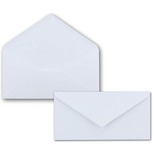 50 Brief-Umschläge Weiß/Hochweiß DIN Lang - 110 x 220 mm (11 x 22 cm) - Nassklebung ohne Fenster - Ideal für Einladungs-Karten - Serie FarbenFroh von FarbenFroh by GUSTAV NEUSER