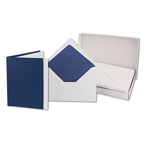 50 Faltkarten-Sets - Nachtblau - 12 x 17 cm - DIN B6 Klapp-Karten mit Briefumschläge Nachtblau gefüttert - inklusive Einleger von FarbenFroh by GUSTAV NEUSER