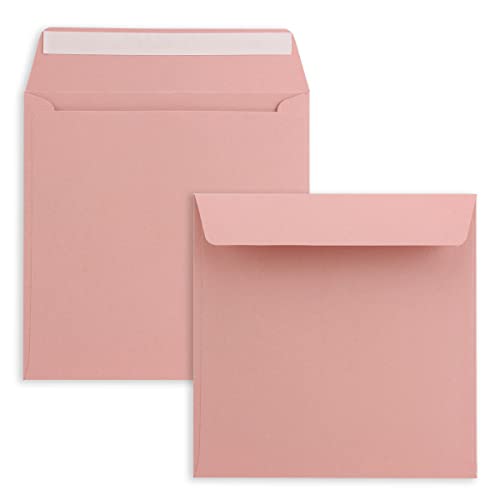 50 x Kuverts in Altrosa (Rosa) - quadratische Brief-Umschläge - 15,5 x 15,5 cm - Haftklebung - matte Oberfläche - formstabile Post-Umschläge von FarbenFroh by GUSTAV NEUSER