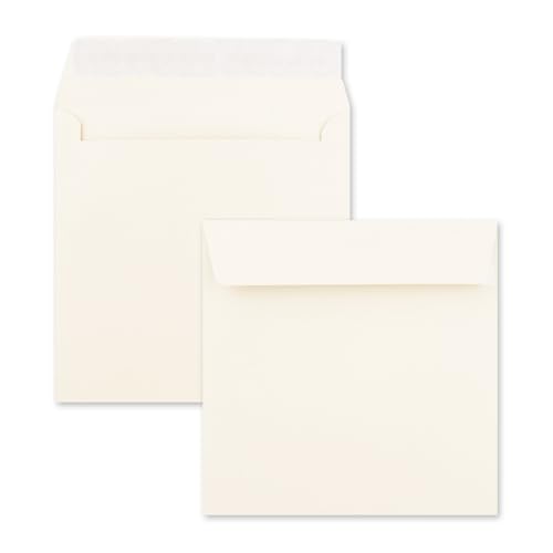 50 x Kuverts in Creme - quadratische Brief-Umschläge - 15,5 x 15,5 cm - Haftklebung - matte Oberfläche - formstabile Post-Umschläge von FarbenFroh by GUSTAV NEUSER