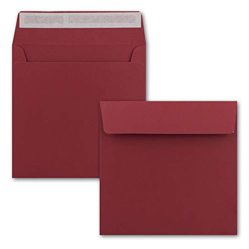 50 x Kuverts in Dunkelrot - quadratische Brief-Umschläge - 15,5 x 15,5 cm - Haftklebung - matte Oberfläche - formstabile Post-Umschläge von FarbenFroh by GUSTAV NEUSER