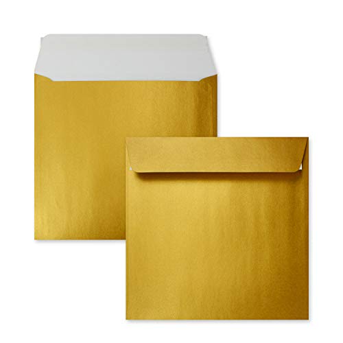 50 x Kuverts in Gold - quadratische Brief-Umschläge - 15,5 x 15,5 cm - Haftklebung - matte Oberfläche - formstabile Post-Umschläge von FarbenFroh by GUSTAV NEUSER