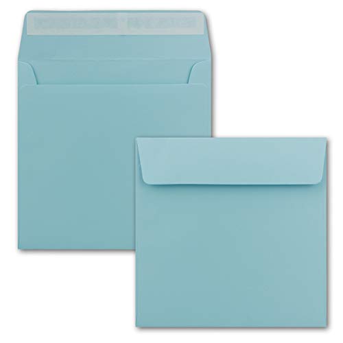 50 x Kuverts in Hellblau - quadratische Brief-Umschläge - 15,5 x 15,5 cm - Haftklebung - matte Oberfläche - formstabile Post-Umschläge von FarbenFroh by GUSTAV NEUSER