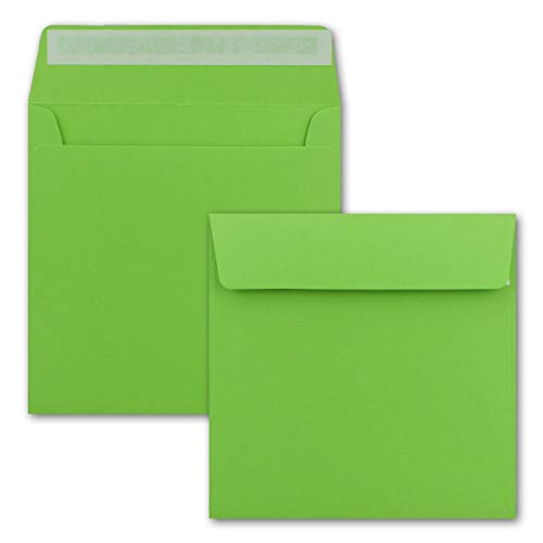 50 x Kuverts in Hellgrün (Grün) - quadratische Brief-Umschläge - 15,5 x 15,5 cm - Haftklebung - matte Oberfläche - formstabile Post-Umschläge von FarbenFroh by GUSTAV NEUSER