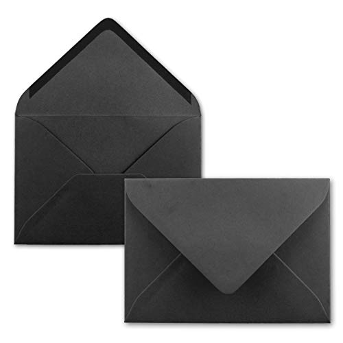 500 Brief-Umschläge - Schwarz - DIN C6-114 x 162 mm - Kuverts mit Nassklebung ohne Fenster für Gruß-Karten & Einladungen - Serie FarbenFroh von FarbenFroh by GUSTAV NEUSER