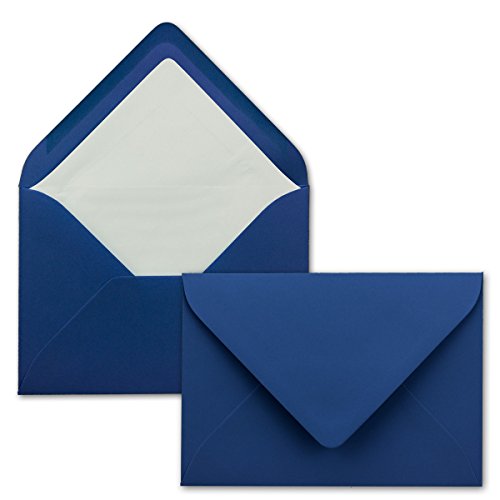 500 Briefumschläge in Nachtblau mit weißem Innenfutter - Kuverts in DIN B6 Format - 12,5 x 17,6 cm - Seidenfutter - Nassklebung von FarbenFroh by GUSTAV NEUSER