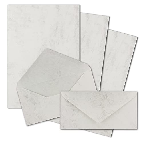 500x Briefpapier Set DIN A4 mit DIN Lang Briefumschlägen, Nassklebung - Grau Marmoriert - mattes Schreibpapier mit Kuverts - FarbenFroh by GUSTAV NEUSER 500x Briefpapier Set DIN A4 mit DIN Lang Briefumschlägen, Nassklebung - Grau Marmoriert - mattes Schreibpapier mit Kuverts - FarbenFroh by GUSTAV NEUSER von FarbenFroh by GUSTAV NEUSER