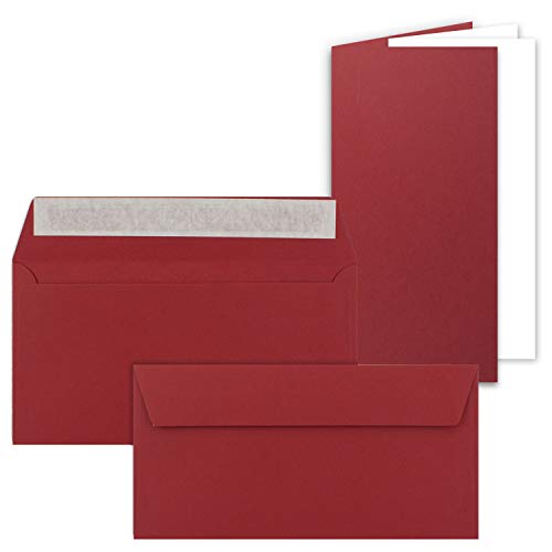 500x Faltkarten SET mit Brief-Umschlägen und Einlege-Blätter - Dunkelrot (Rot) - DIN Lang - 10,5 x 21 cm - FarbenFroh by GUSTAV NEUSER® von FarbenFroh by GUSTAV NEUSER