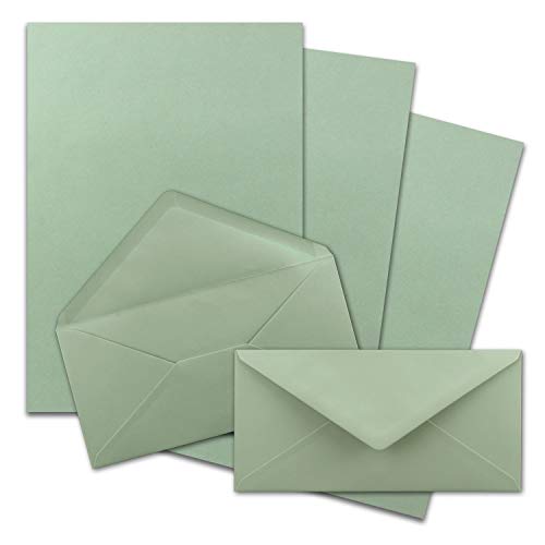 50x Briefpapier Set DIN A4 mit DIN Lang Briefumschlägen, Nassklebung - Eukalyptus-Grün - mattes Schreibpapier mit Kuverts - FarbenFroh by GUSTAV NEUSER 50x Briefpapier Set DIN A4 mit DIN Lang Briefumschlägen, Nassklebung - Eukalyptus-Grün - mattes Schreibpapier mit Kuverts - FarbenFroh by GUSTAV NEUSER von FarbenFroh by GUSTAV NEUSER