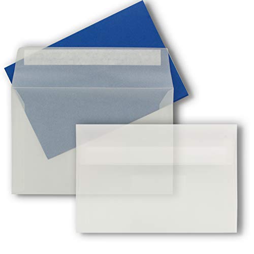 50x Briefumschläge B6-17,5 x 12,5 cm - Transparent - Haftklebung mit Abziehstreifen - 92 g/m² - Für Hochzeit, Gruß-Karten, Einladungen von FarbenFroh by GUSTAV NEUSER