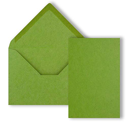 50x Einzelkarten Set Kraftpapier mit Briefumschlägen DIN A6 / C6 in Hellgrün (Grün) - 14,8 x 10,5 cm - ohne Falz von FarbenFroh by GUSTAV NEUSER