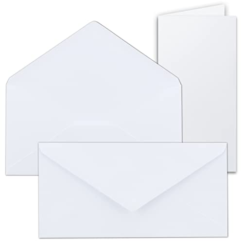 50x Faltkarten SET mit Brief-Umschlägen Kristallweiß (Weiß) - DIN Lang - Nassklebung -21 x 10,5 cm - Premium Qualität - FarbenFroh by GUSTAV NEUSER von FarbenFroh by GUSTAV NEUSER