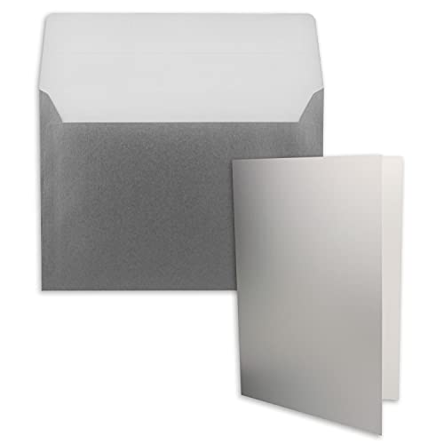 50x Faltkarten-Set DIN A5 14,8 x 21 cm in Silber Metallic mit Briefumschlägen DIN C5 Haftklebung - für große Einladungen und Karten zum Geburtstag oder Hochzeit 50x Faltkarten-Set DIN A5 14,8 x 21 cm in Silber Metallic mit Briefumschlägen DIN C5 Haftklebung - für große Einladungen und Karten zum Geburtstag oder Hochzeit von FarbenFroh by GUSTAV NEUSER