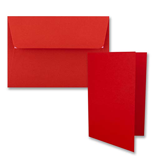 50x Faltkarten-Set DIN B6 12 x 17 cm in Rot mit Briefumschlägen DIN B6 Haftklebung - für Einladungen und Grußkarten zum Geburtstag oder Hochzeit von FarbenFroh by GUSTAV NEUSER