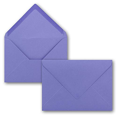 50x kleine Umschläge in Violett DIN C7 8,1 x 11,4 cm mit Spitzklappe und Nassklebung in 80 g/m² - kleiner blanko Mini-Umschlag von FarbenFroh by GUSTAV NEUSER