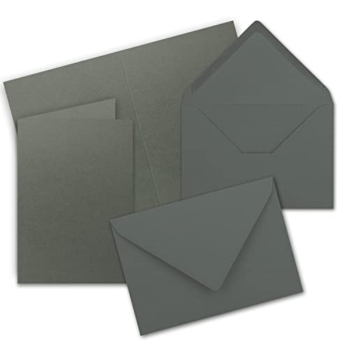 60x Faltkarten Set mit Briefumschlägen DIN A6 / C6 - Anthrazit (Grau) - 14,8 x 10,5 cm (105 x 148) - Doppelkarten Set - Serie FarbenFroh von FarbenFroh by GUSTAV NEUSER