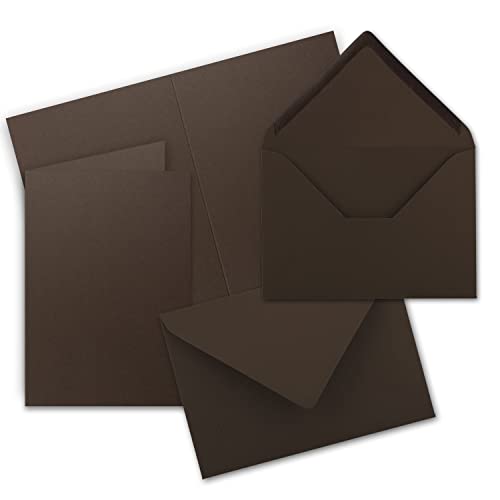 60x Faltkarten Set mit Briefumschlägen DIN A6 / C6 - Dunkelbraun (Braun) - 14,8 x 10,5 cm (105 x 148) - Doppelkarten Set - Serie FarbenFroh von FarbenFroh by GUSTAV NEUSER
