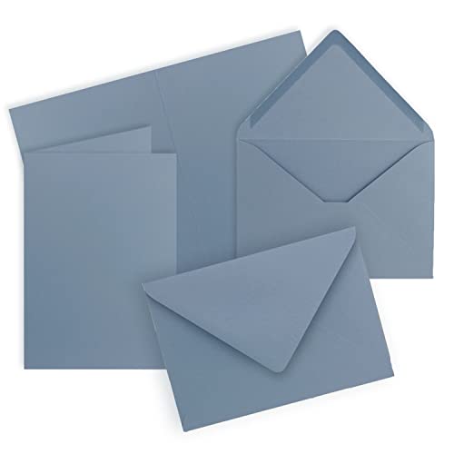 60x Faltkarten Set mit Briefumschlägen DIN A6 / C6 - Graublau (Blau) - 14,8 x 10,5 cm (105 x 148) - Doppelkarten Set - Serie FarbenFroh von FarbenFroh by GUSTAV NEUSER