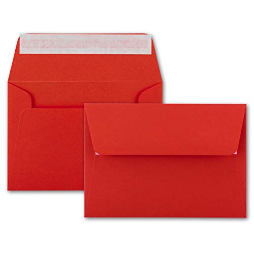 700x Brief-Umschläge B6 - Rot - 12,5 x 17,5 cm - Haftklebung 120 g/m² - breite edle Verschluss-Lasche - hochwertige Einladungs-Umschläge von FarbenFroh by GUSTAV NEUSER