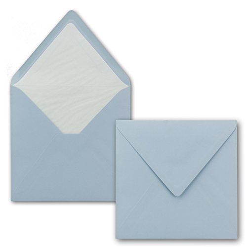 700x Briefumschläge Quadratisch 16 x 16 cm Hellblau (Blau) - Umschläge mit weißem Seidenfutter - Kuverts ohne Fenster & mit Nassklebung - Für Einladungskarten zu Hochzeit und Geburtstag von FarbenFroh by GUSTAV NEUSER