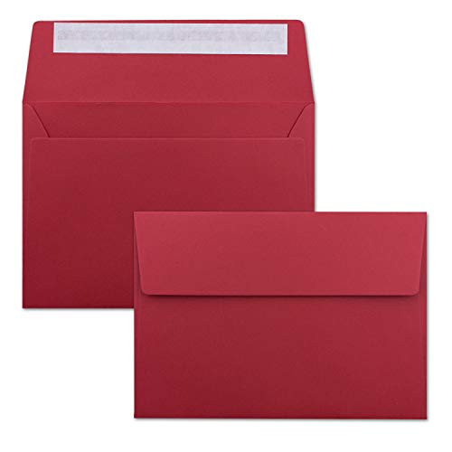700x Briefumschläge Rosen-Rot DIN C6 Format 11,4 x 16,2 cm - Haftklebung - Kuverts ohne Fenster - Weihnachten, Grußkarten & Einladungen - Für A6 & A4 Papier von FarbenFroh by GUSTAV NEUSER