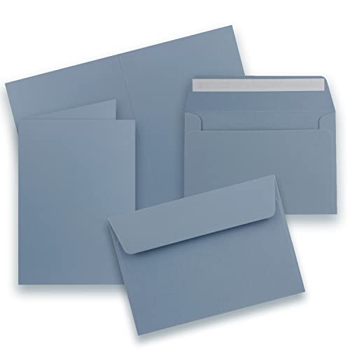 FarbenFroh by GUSTAV NEUSER 700x Faltkarten Set DIN A6 / C6 - Doppelkarten mit Umschlägen - Graublau (Blau) - 14,8 x 10,5 cm (105 x 148) - 14,8 x 10,5 cm (105 x 148mm) - Haftklebung von FarbenFroh by GUSTAV NEUSER