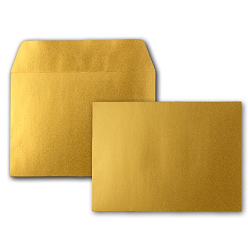 700x Gold-Metallic Brief-Umschläge DIN C6 Format 11,4 x 16,2 cm - Haftklebung - Kuverts ohne Fenster - Weihnachten, Grußkarten & Einladungen von FarbenFroh by GUSTAV NEUSER