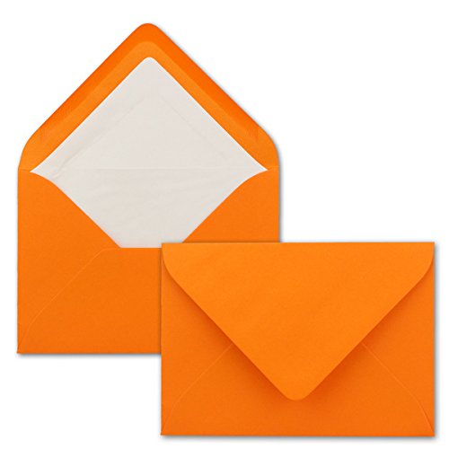 75 Briefumschläge in Orange mit weißem Innenfutter - Kuverts in DIN B6 Format - 12,5 x 17,6 cm - Seidenfutter - Nassklebung von FarbenFroh by GUSTAV NEUSER