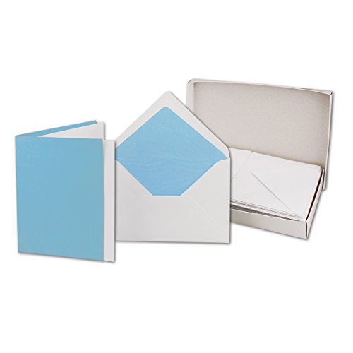 75 Faltkarten-Sets - Hellblau - 12 x 17 cm - DIN B6 Klapp-Karten mit Briefumschläge Hellblau gefüttert - inklusive Einleger von FarbenFroh by GUSTAV NEUSER