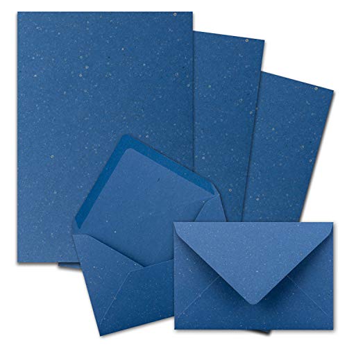 75x Briefpapier-Sets DIN A4 mit C6 Briefumschlägen, Nassklebung - Kraftpapier-Blau - Recycling-Schreibpapier mit Kuverts - FarbenFroh by GUSTAV NEUSER von FarbenFroh by GUSTAV NEUSER