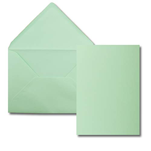 75x Einzelkarten Set mit Briefumschlägen DIN A6 / C6 in Mintgrün (Grün) - 14,8 x 10,5 cm - ohne Falz von FarbenFroh by GUSTAV NEUSER