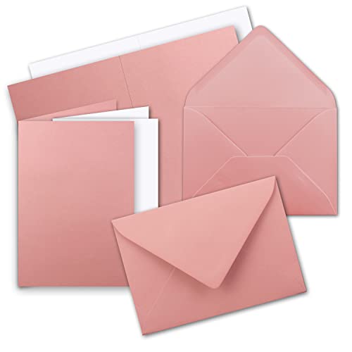 75x Faltkarten SET DIN A6/C6 mit Brief-Umschlägen in Altrosa - inklusive Einleger - 14,8 x 10,5 cm - Premium Qualität - FarbenFroh von FarbenFroh by GUSTAV NEUSER