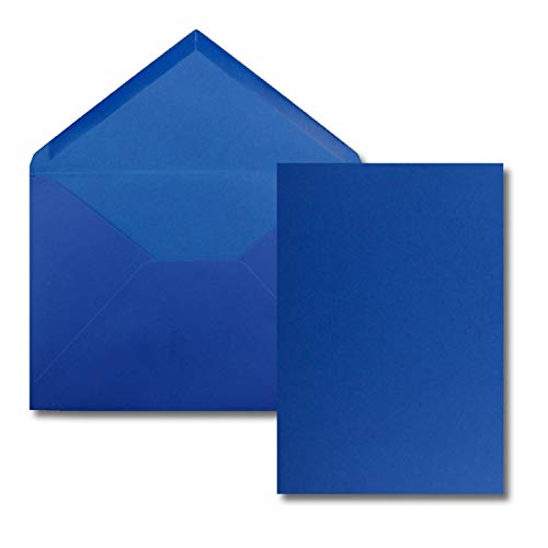 FarbenFroh by GUSTAV NEUSER 100 Stück Karte mit Umschlag Set - Einzel-Karten Din A5-14,8 x 21 cm Royalblau mit Brief-Umschlägen Din C5-15,4 x 22 cm Royalblau - Nassklebung von FarbenFroh by GUSTAV NEUSER