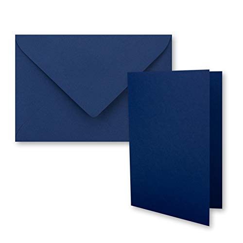 FarbenFroh by GUSTAV NEUSER 1000x Faltkarten-Set DIN A7-10,5 x 7,4 cm - mit Umschlägen DIN C7 in Dunkelblau (Blau) - Kleine Doppelkarten blanko zum Selbstgestalten und Bedrucken von FarbenFroh by GUSTAV NEUSER