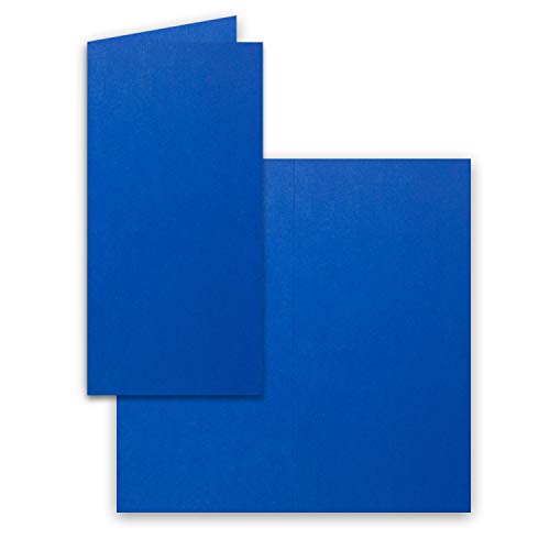 FarbenFroh by GUSTAV NEUSER 150x Falt-Karten DIN Lang - Royalblau (Blau) - 10,5 x 21 cm - Blanko Doppelkarten - Klappkarten für Einladungen und Grußkarten zu Weihnachten und Geburtstag von FarbenFroh by GUSTAV NEUSER