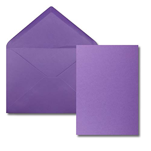 FarbenFroh by GUSTAV NEUSER 200 Stück Karte mit Umschlag Set - Einzel-Karten Din A5-14,8 x 21 cm violett mit Brief-Umschlägen Din C5-15,4 x 22 cm violett - Nassklebung von FarbenFroh by GUSTAV NEUSER