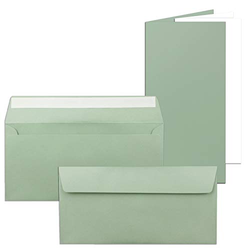 FarbenFroh by GUSTAV NEUSER 200x Faltkarten SET mit Brief-Umschlägen und Einlege-Blätter - Eukalyptus - DIN Lang - 10,5 x 21 cm von FarbenFroh by GUSTAV NEUSER