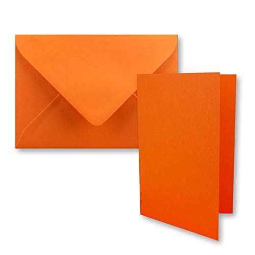 FarbenFroh by GUSTAV NEUSER 200x Faltkarten-Set DIN A7-10,5 x 7,4 cm - mit Umschlägen DIN C7 in Orange - Kleine Doppelkarten blanko zum Selbstgestalten und Bedrucken von FarbenFroh by GUSTAV NEUSER