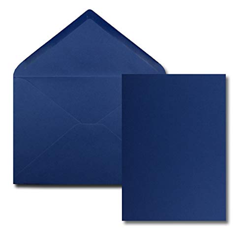 FarbenFroh by GUSTAV NEUSER 25 Stück Karte mit Umschlag Set - Einzel-Karten Din A5-14,8 x 21 cm dunkelblau mit Brief-Umschlägen Din C5-15,4 x 22 cm dunkelblau - Nassklebung von FarbenFroh by GUSTAV NEUSER