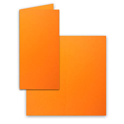 FarbenFroh by GUSTAV NEUSER 300x Falt-Karten DIN Lang - Orange (Orange) - 10,5 x 21 cm - Blanko Doppelkarten - Klappkarten für Einladungen und Grußkarten zu Weihnachten und Geburtstag von FarbenFroh by GUSTAV NEUSER