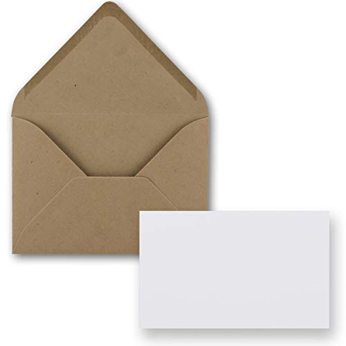 50x Stück Karte mit Umschlag Set Einzel-Karten Din A8 7,1x4,5 cm Hochweiß mit Brief-Umschlägen C8 7,6x5,2 cm Sandbraun Nassklebung von FarbenFroh by GUSTAV NEUSER