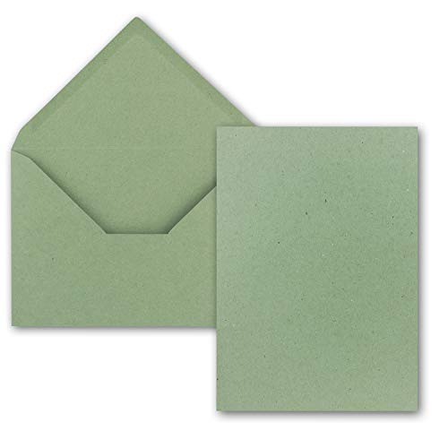 FarbenFroh by GUSTAV NEUSER 75x Einzelkarten Set Kraftpapier mit Briefumschlägen DIN A6 / C6 in Grün - 14,8 x 10,5 cm - ohne Falz von FarbenFroh by GUSTAV NEUSER