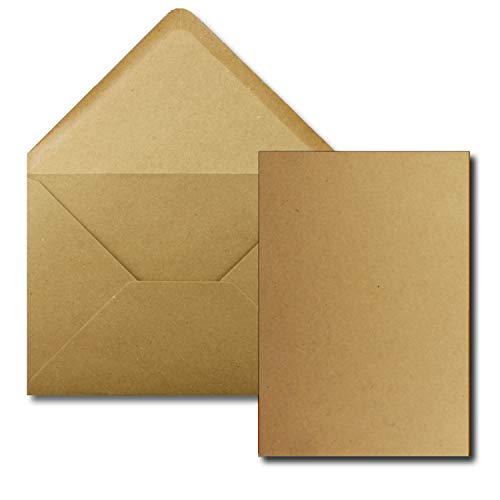 FarbenFroh by GUSTAV NEUSER 75x Einzelkarten Set mit Briefumschlägen DIN A6 / C6 in Sandbraun (Kraftpapier Braun) - 14,8 x 10,5 cm - ohne Falz von FarbenFroh by GUSTAV NEUSER