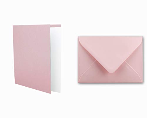 Einladungskarten inklusive Briefumschläge & Einlegeblätter - 25er-Set - Blanko Klapp-Karten in Rosa - bedruckbare Post-Karten in DIN B6 Format - speziell zum Selbstgestalten & Kreieren von FarbenFroh