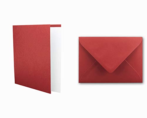 Einladungskarten inklusive Briefumschläge & Einlegeblätter - 25er-Set - Blanko Klapp-Karten in Rosen-Rot - bedruckbare Post-Karten in DIN B6 Format - speziell zum Selbstgestalten & Kreieren von FarbenFroh
