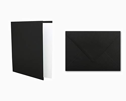 FarbenFroh Einladungskarten inklusive Briefumschläge & Einlegeblätter - 25er-Set - Blanko Klapp-Karten in Schwarz - bedruckbare Post-Karten in DIN B6 Format - speziell zum Selbstgestalten & Kreieren von FarbenFroh
