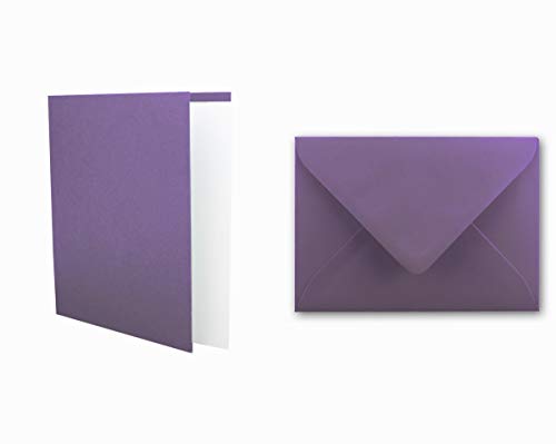 FarbenFroh Einladungskarten inklusive Briefumschläge & Einlegeblätter - 25er-Set - Blanko Klapp-Karten in Violett - bedruckbare Post-Karten in DIN B6 Format - speziell zum Selbstgestalten & Kreieren von FarbenFroh