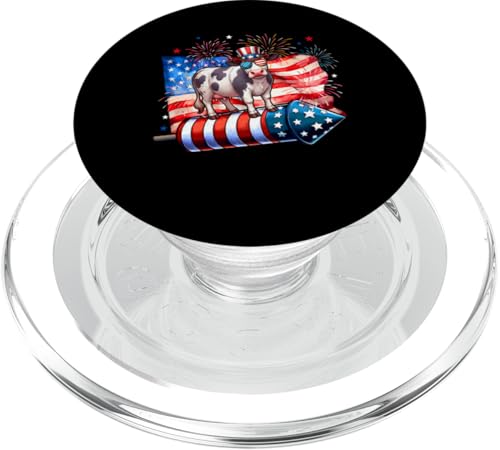 Cow Sunglasses On Firecracker 4th July US Flag Patriotic PopSockets PopGrip für MagSafe Cow Sunglasses On Firecracker 4th July US Flag Patriotic PopSockets PopGrip für MagSafe von Farmer 4th Of July Costume