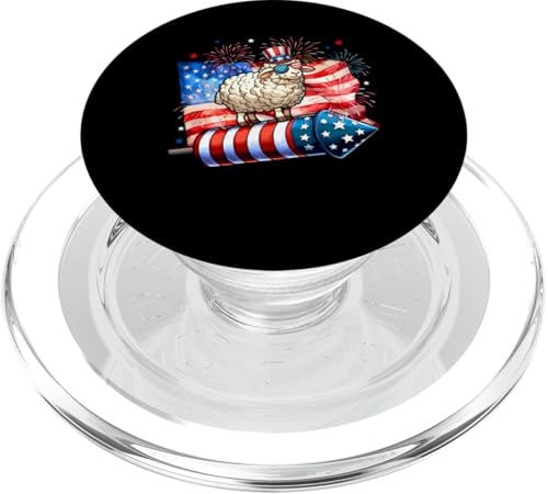 Sheep Sunglasses On Firecracker 4th July US Flag Patriotic PopSockets PopGrip für MagSafe Sheep Sunglasses On Firecracker 4th July US Flag Patriotic PopSockets PopGrip für MagSafe von Farmer 4th Of July Costume